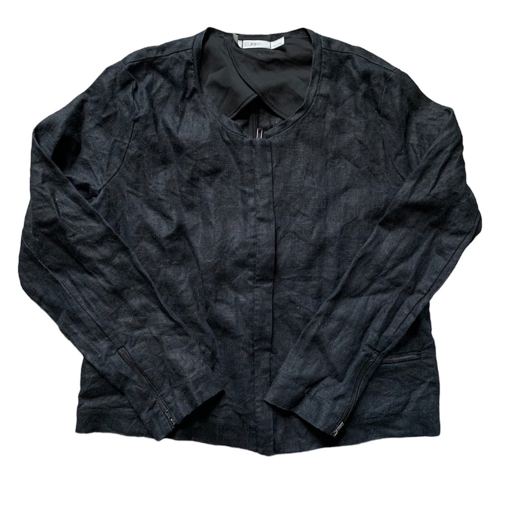 Gibson Black 100% Linen Zip Up Blazer M